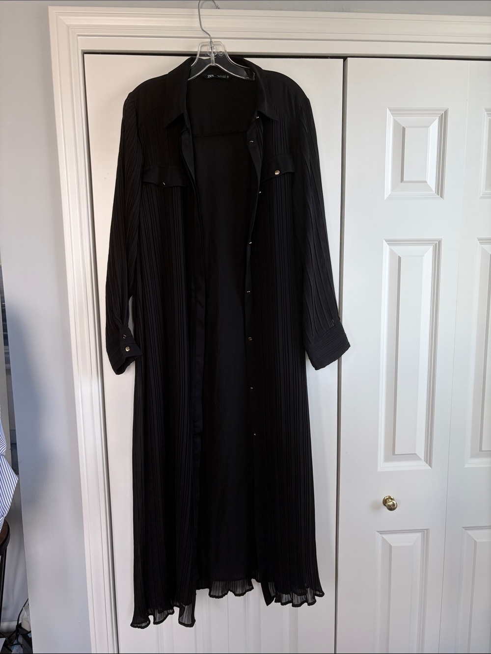 Zara Black Long Pleated Shirt Dress or Cover. L